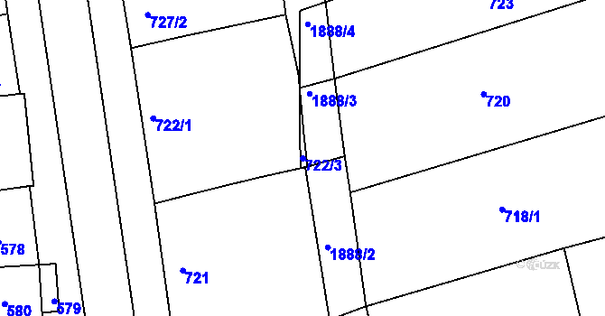 Parcela st. 722/3 v KÚ Šardice, Katastrální mapa