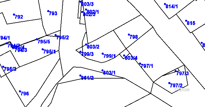 Parcela st. 799/1 v KÚ Šardice, Katastrální mapa