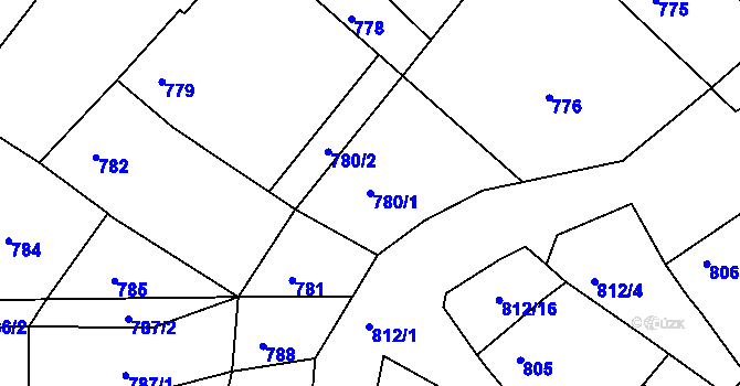 Parcela st. 780/1 v KÚ Šardice, Katastrální mapa