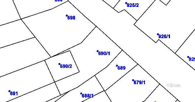 Parcela st. 690/1 v KÚ Šardice, Katastrální mapa