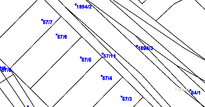 Parcela st. 57/11 v KÚ Šardice, Katastrální mapa