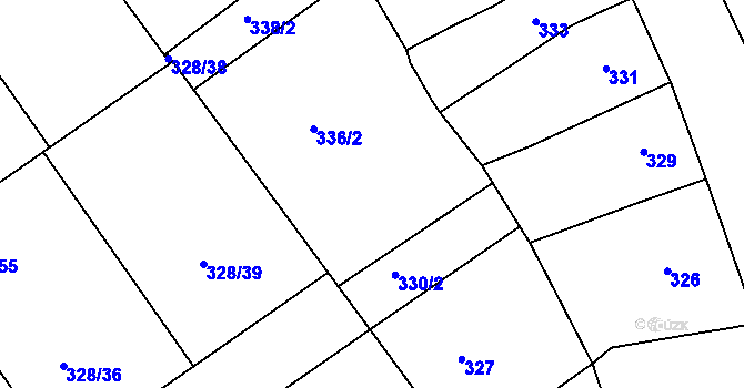 Parcela st. 332/1 v KÚ Šardice, Katastrální mapa