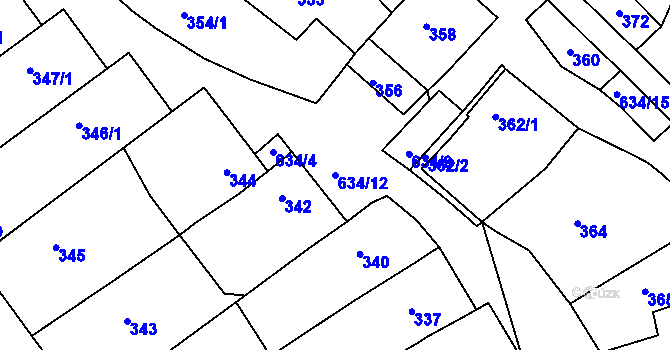 Parcela st. 634/12 v KÚ Šardice, Katastrální mapa
