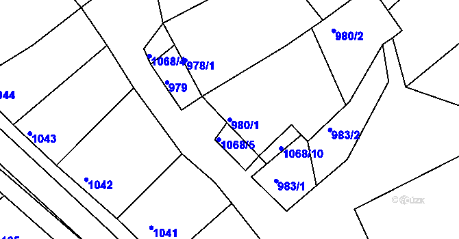 Parcela st. 980/1 v KÚ Šardice, Katastrální mapa