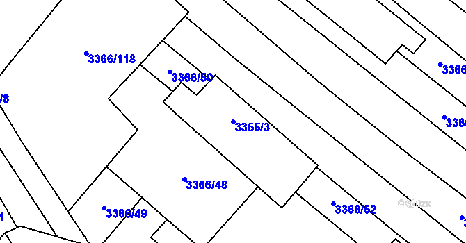 Parcela st. 3355/3 v KÚ Šardice, Katastrální mapa