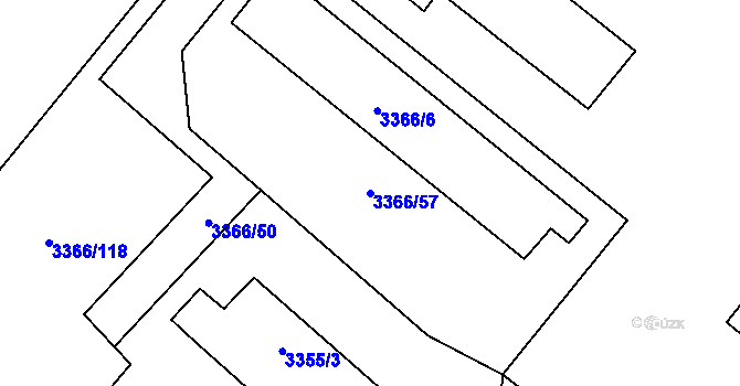 Parcela st. 3366/57 v KÚ Šardice, Katastrální mapa
