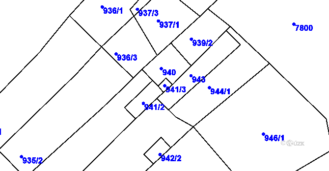Parcela st. 941/3 v KÚ Šardice, Katastrální mapa