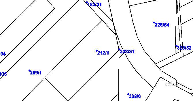Parcela st. 212/1 v KÚ Šardice, Katastrální mapa