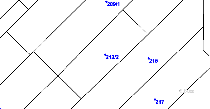 Parcela st. 212/2 v KÚ Šardice, Katastrální mapa