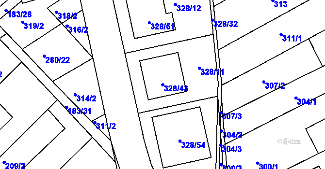 Parcela st. 328/43 v KÚ Šardice, Katastrální mapa