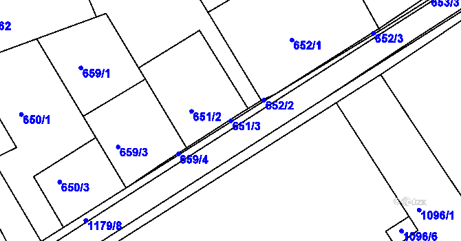 Parcela st. 651/3 v KÚ Šardice, Katastrální mapa