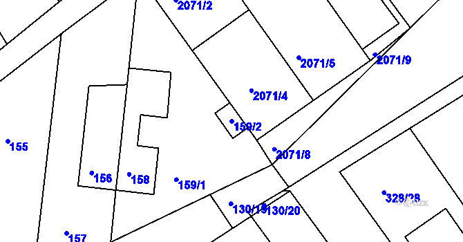 Parcela st. 159/2 v KÚ Šardice, Katastrální mapa