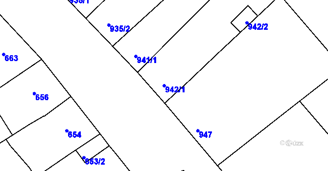 Parcela st. 942/1 v KÚ Šardice, Katastrální mapa