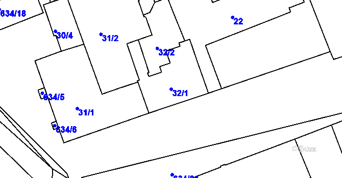 Parcela st. 32/1 v KÚ Šardice, Katastrální mapa