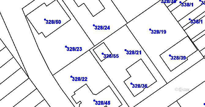 Parcela st. 328/55 v KÚ Šardice, Katastrální mapa
