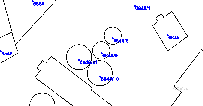 Parcela st. 6848/9 v KÚ Šardice, Katastrální mapa