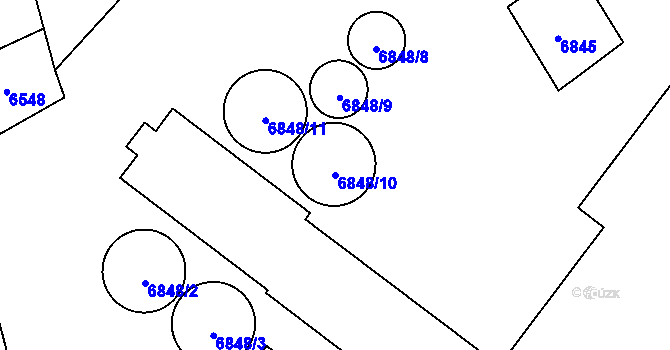 Parcela st. 6848/10 v KÚ Šardice, Katastrální mapa