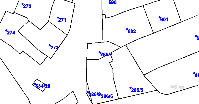 Parcela st. 286/7 v KÚ Šardice, Katastrální mapa
