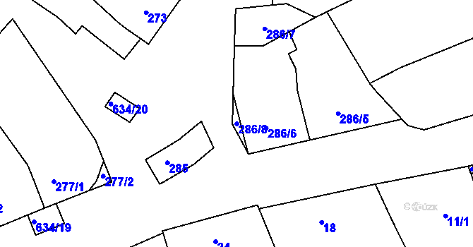 Parcela st. 286/8 v KÚ Šardice, Katastrální mapa