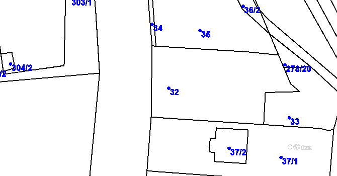 Parcela st. 32 v KÚ Šarovy, Katastrální mapa