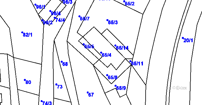 Parcela st. 65/4 v KÚ Šarovy, Katastrální mapa
