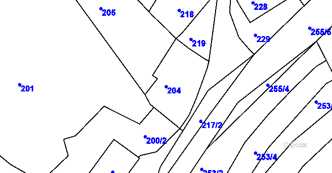 Parcela st. 204 v KÚ Šarovy, Katastrální mapa