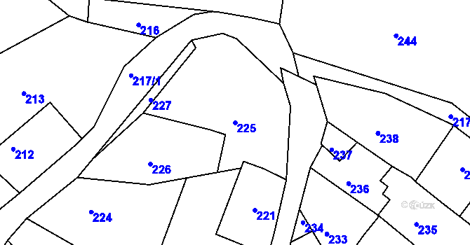 Parcela st. 225 v KÚ Šarovy, Katastrální mapa