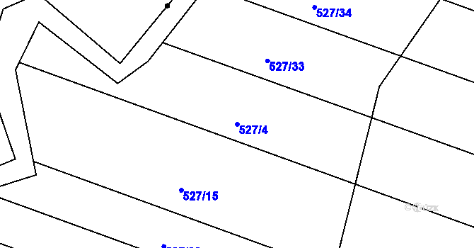 Parcela st. 527/4 v KÚ Šarovy, Katastrální mapa