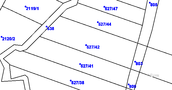 Parcela st. 527/42 v KÚ Šarovy, Katastrální mapa