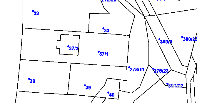 Parcela st. 37/1 v KÚ Šarovy, Katastrální mapa