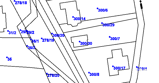 Parcela st. 300/30 v KÚ Šarovy, Katastrální mapa