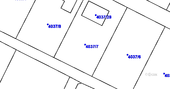 Parcela st. 4037/7 v KÚ Šatov, Katastrální mapa