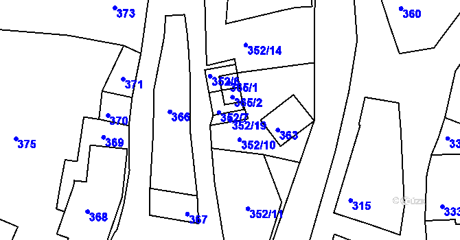 Parcela st. 352/19 v KÚ Šatov, Katastrální mapa