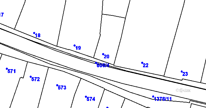 Parcela st. 20 v KÚ Šatov, Katastrální mapa