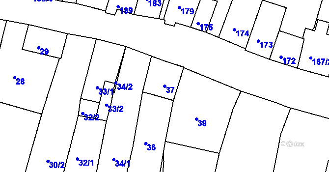 Parcela st. 37 v KÚ Šatov, Katastrální mapa