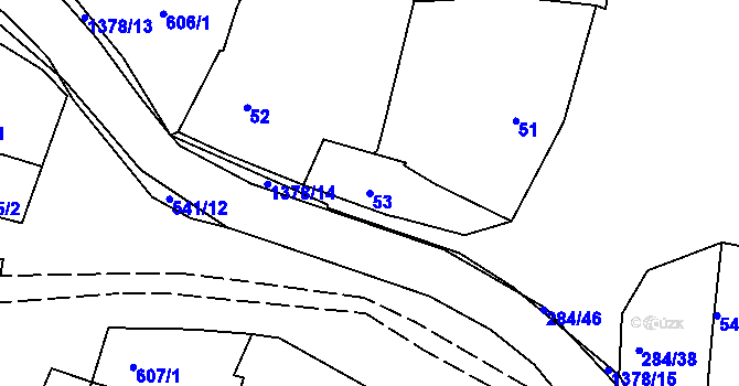 Parcela st. 53 v KÚ Šatov, Katastrální mapa