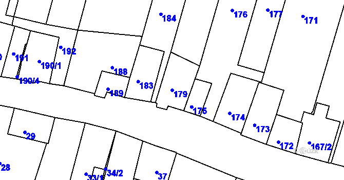 Parcela st. 179 v KÚ Šatov, Katastrální mapa