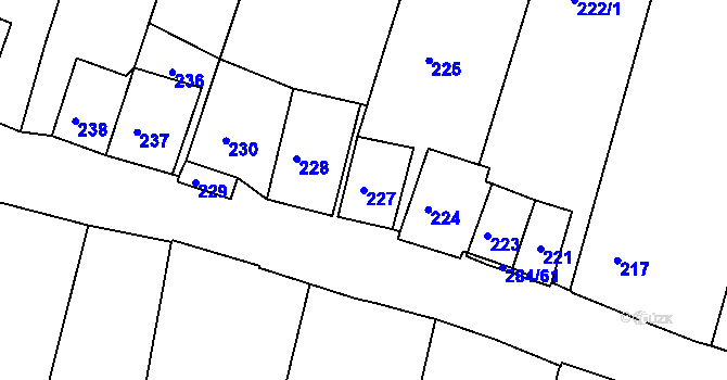 Parcela st. 227 v KÚ Šatov, Katastrální mapa