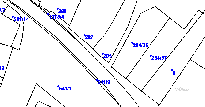 Parcela st. 285 v KÚ Šatov, Katastrální mapa