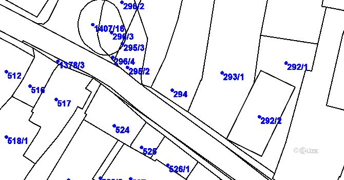 Parcela st. 294 v KÚ Šatov, Katastrální mapa