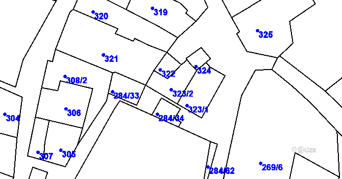 Parcela st. 323/2 v KÚ Šatov, Katastrální mapa
