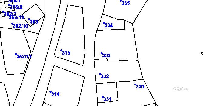 Parcela st. 333 v KÚ Šatov, Katastrální mapa