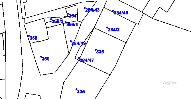 Parcela st. 336 v KÚ Šatov, Katastrální mapa