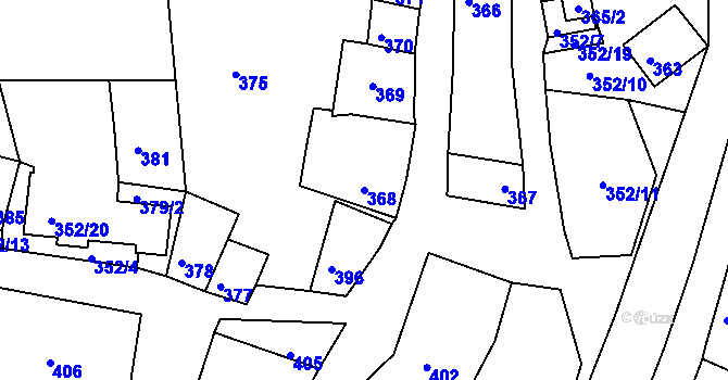 Parcela st. 368 v KÚ Šatov, Katastrální mapa