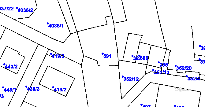 Parcela st. 391 v KÚ Šatov, Katastrální mapa