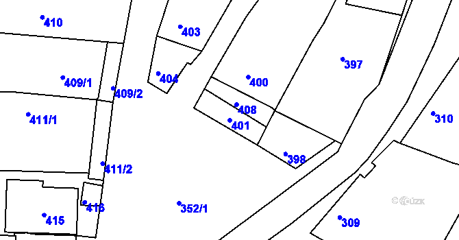 Parcela st. 401 v KÚ Šatov, Katastrální mapa