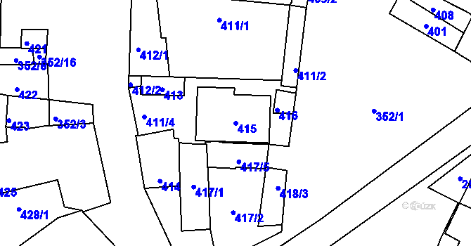 Parcela st. 415 v KÚ Šatov, Katastrální mapa