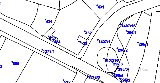 Parcela st. 433 v KÚ Šatov, Katastrální mapa