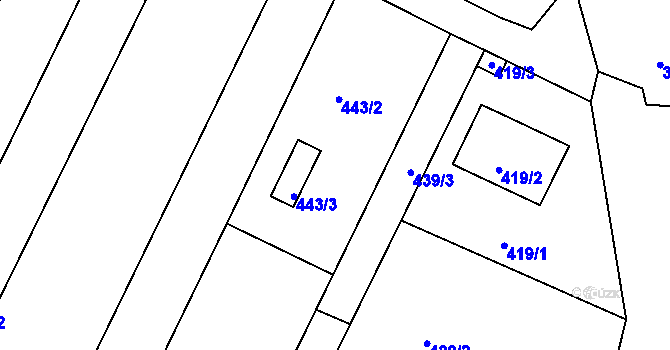 Parcela st. 443/1 v KÚ Šatov, Katastrální mapa