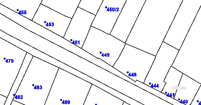 Parcela st. 449 v KÚ Šatov, Katastrální mapa